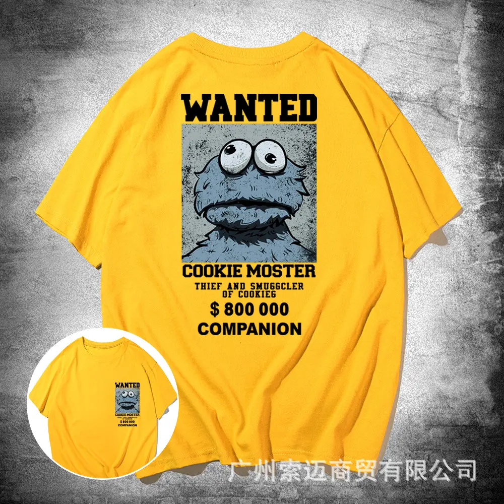 Japanese Cartoon Wanted Cookie T-Shirt Black Youth Summer - Image 3