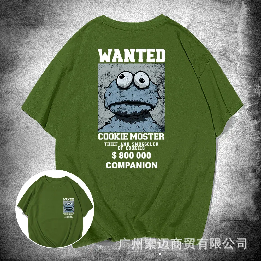 Japanese Cartoon Wanted Cookie T-Shirt Black Youth Summer - Image 6
