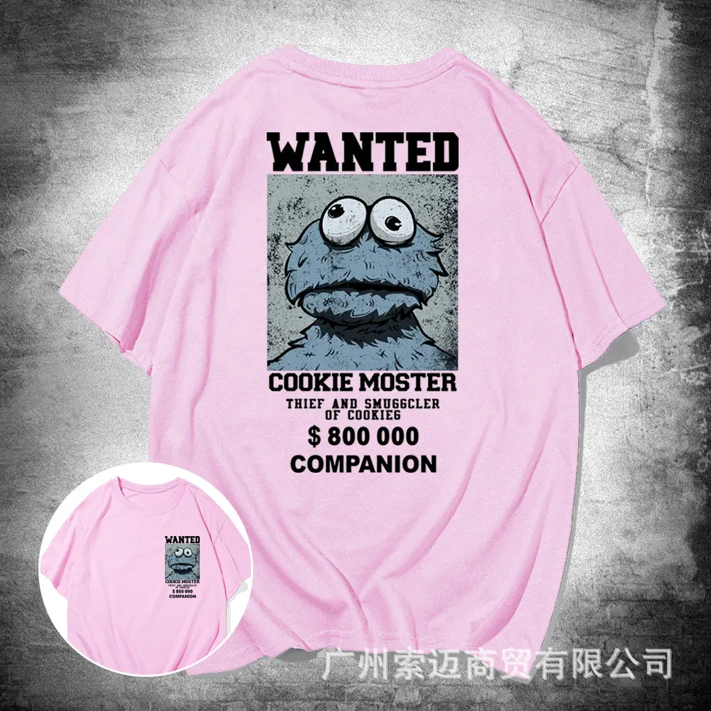 Japanese Cartoon Wanted Cookie T-Shirt Black Youth Summer - Image 7