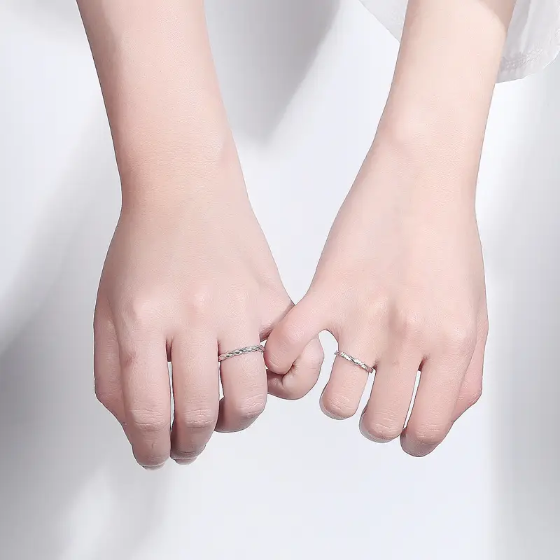 S925 Sterling Silver Couple's Ring Korean Style Open Hand Ring - Image 2