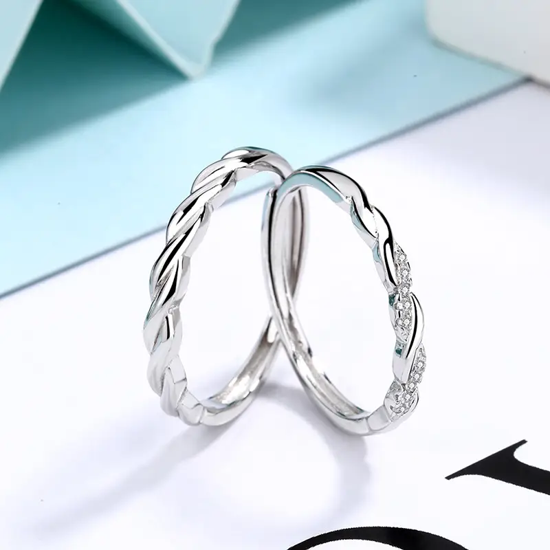 S925 Sterling Silver Couple's Ring Korean Style Open Hand Ring - Image 3