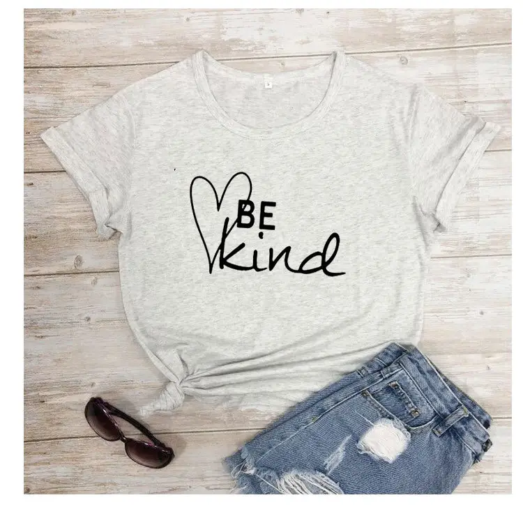 Red T-Shirt with Heart Design "Be Kind"