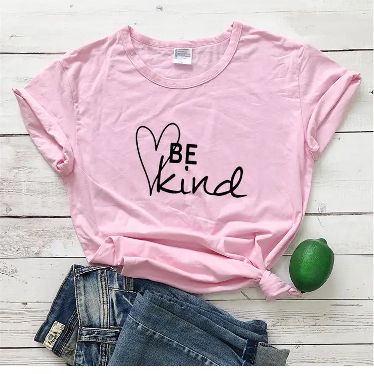 Red T-Shirt with Heart Design "Be Kind"