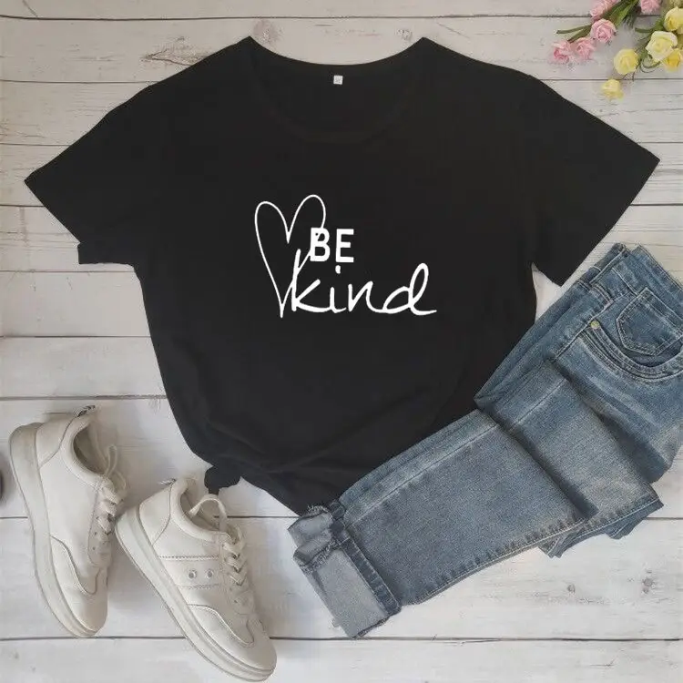 Red T-Shirt with Heart Design "Be Kind"