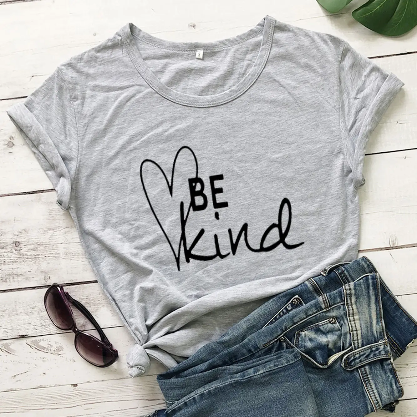 Red T-Shirt with Heart Design "Be Kind"