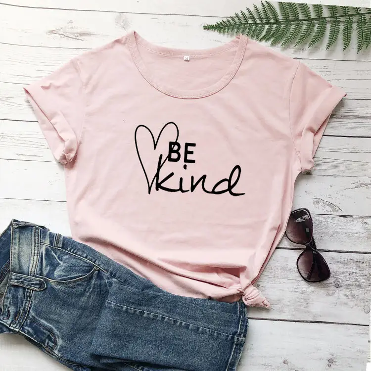 Red T-Shirt with Heart Design "Be Kind"