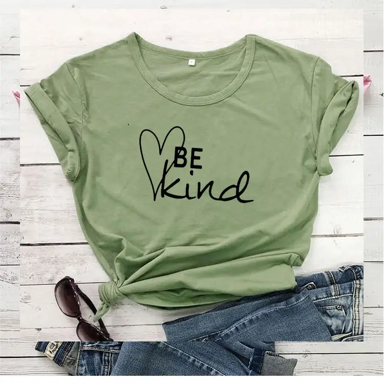 Red T-Shirt with Heart Design "Be Kind"
