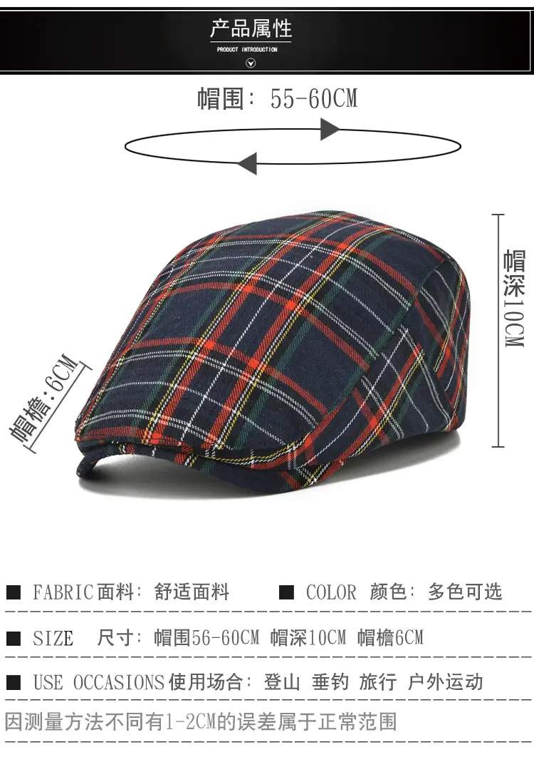 British Plaid Beret Men Sun Protection Visor — feature 3