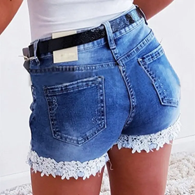 2025 Slim Fit Stretch Lace Denim Shorts - Image 3