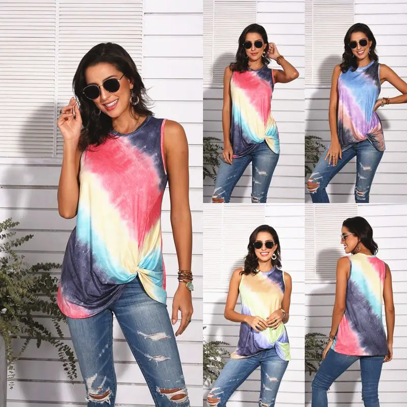 Women's Gradient Sleeveless Vest Top with Jeans - Image 4