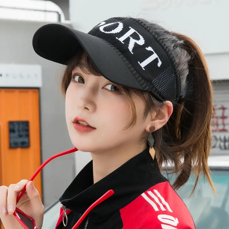 Women's Korean Version Baseball Visor Cap with Diamond Choker
