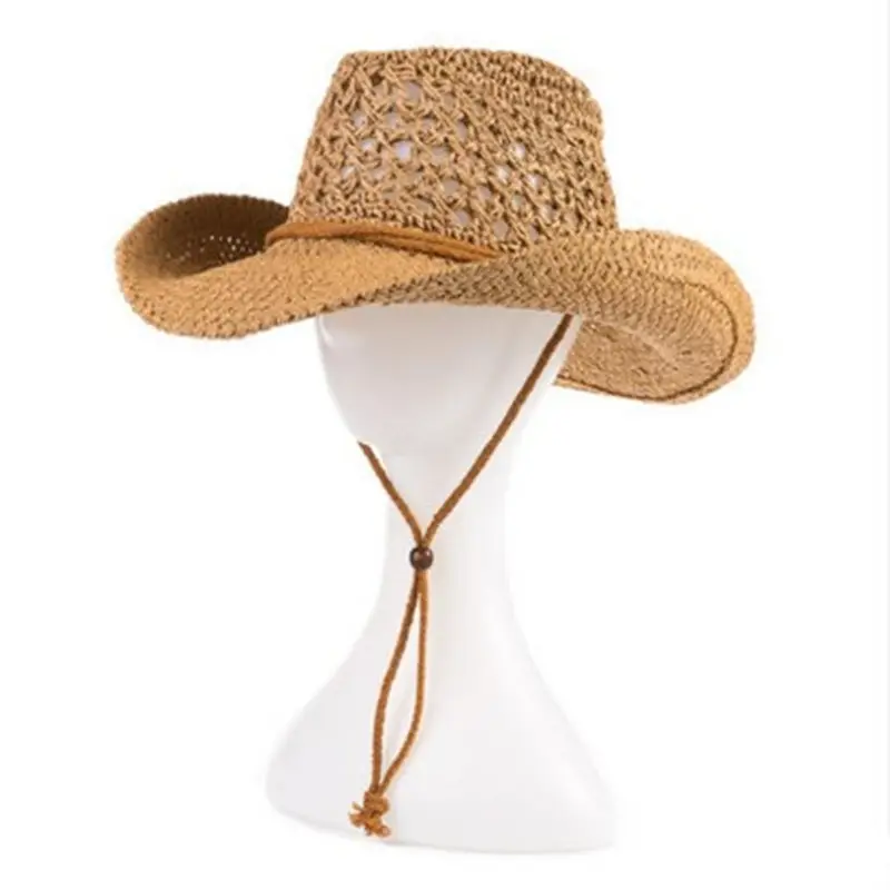 Men's Straw Sun Hat with Large Brim for Summer Beach Wear