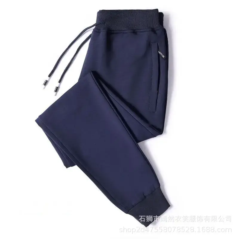 Men Cotton Zipper Pants Grey Large - Image 5