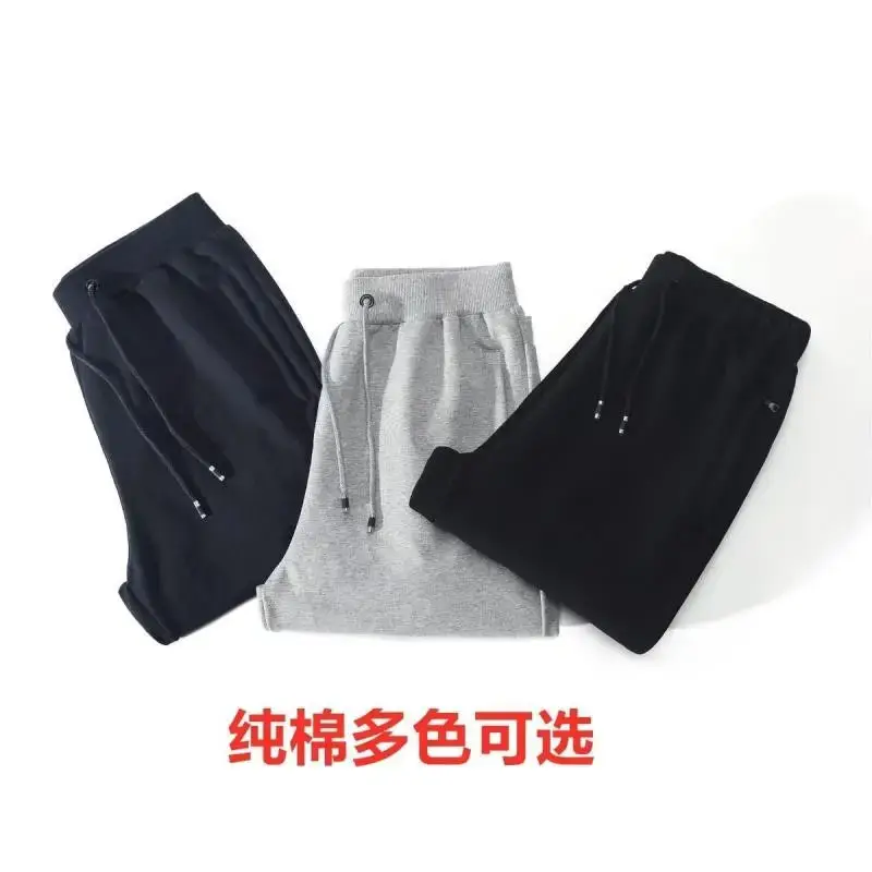 Men Cotton Zipper Pants Grey Large - Image 8