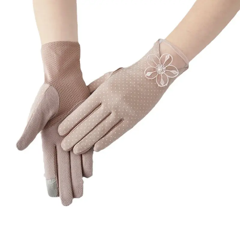 Women's Grey Touch Screen Gloves with Butterfly Design