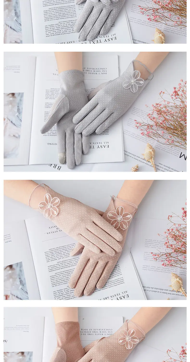 Women's Grey Touch Screen Gloves with Butterfly Design — feature 5