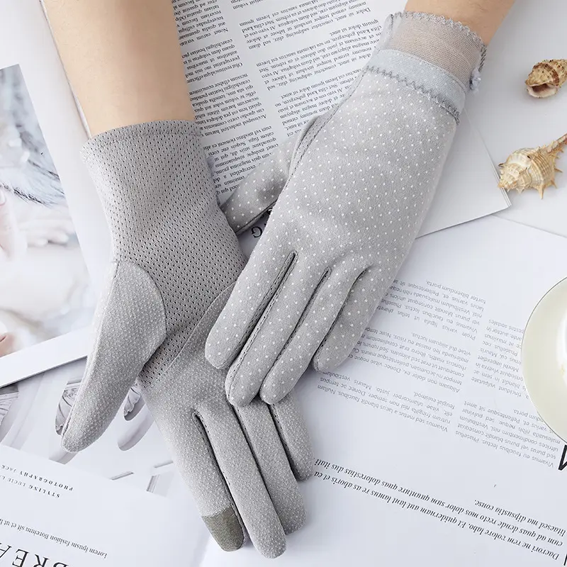 Women's Grey Touch Screen Gloves with Butterfly Design