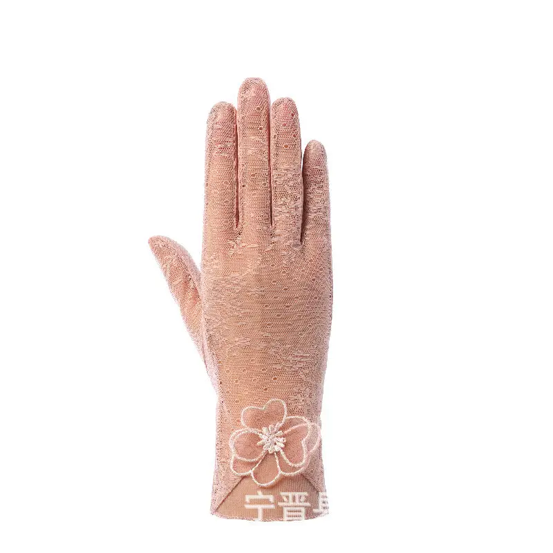 Women's Pink Lace Touchscreen Gloves for Summer - Image 13