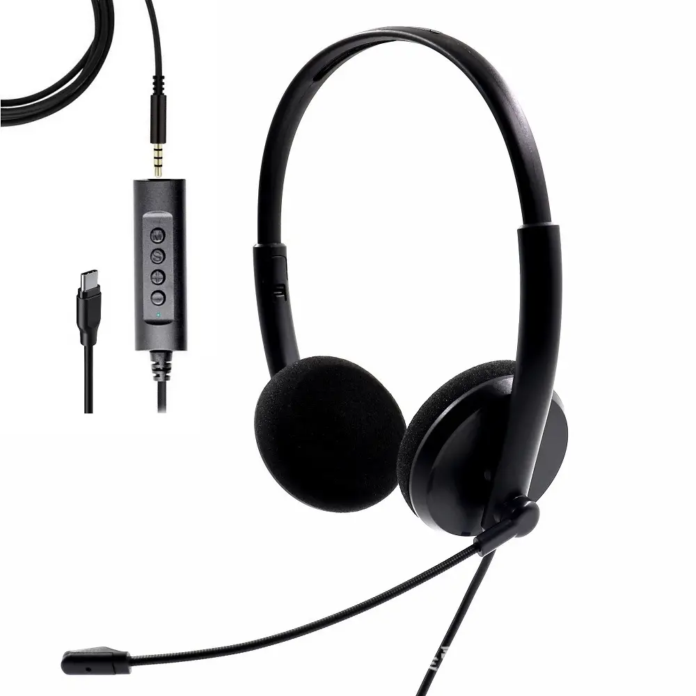 European and American Hot Product Spot USB Telephone Headset 3.5mm Mobile Phone Headset Lightweight Head-Mounted Online Class Conference Microphone