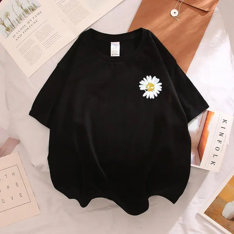 Men's Korean Style Daisy Print T-Shirt Brown - Image 6