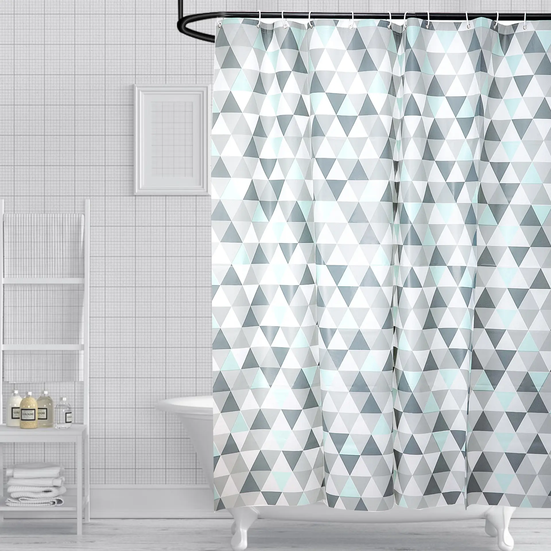 Grey Triangle Geometric Wallpaper for Bathroom - Image 3