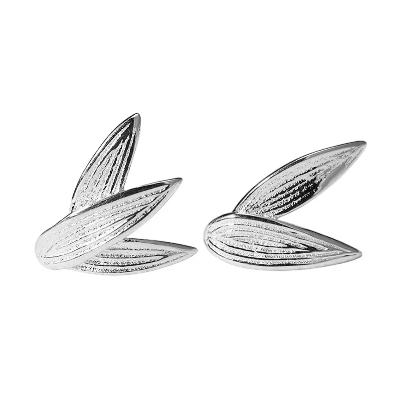 Vintage Bamboo Leaf Earrings for Women S925 Silver - Image 5