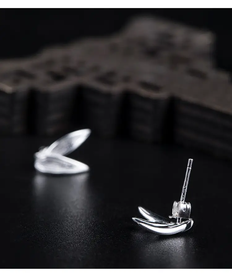 Vintage Bamboo Leaf Earrings for Women S925 Silver — feature 10