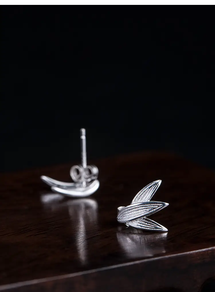 Vintage Bamboo Leaf Earrings for Women S925 Silver — feature 6