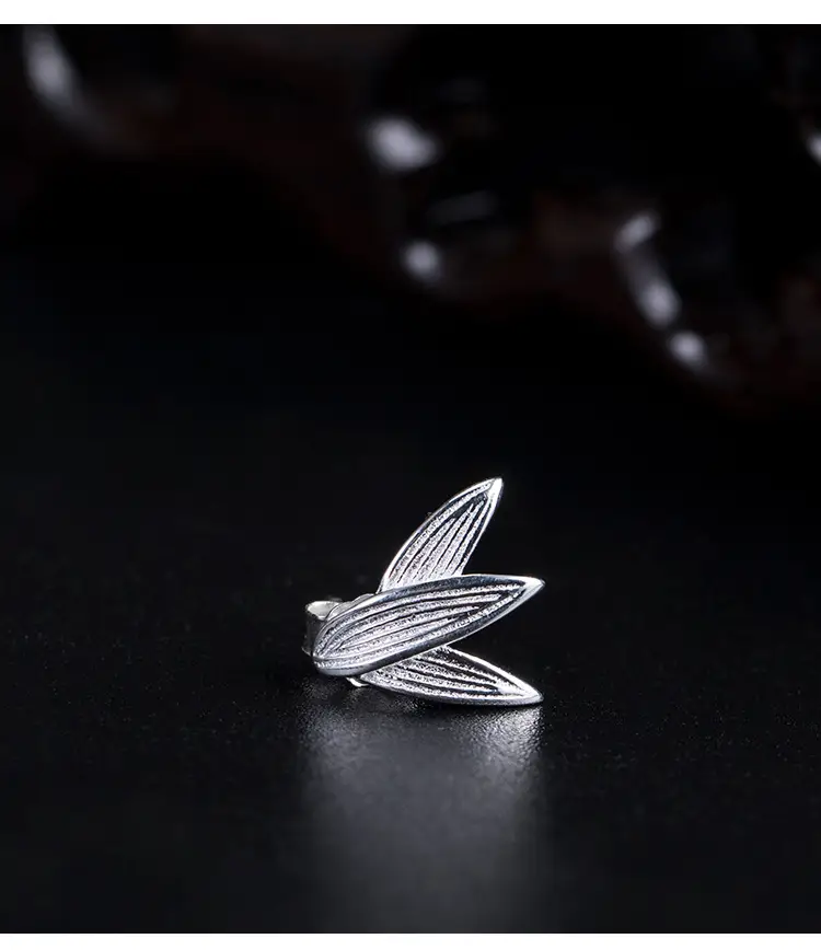 Vintage Bamboo Leaf Earrings for Women S925 Silver — feature 7