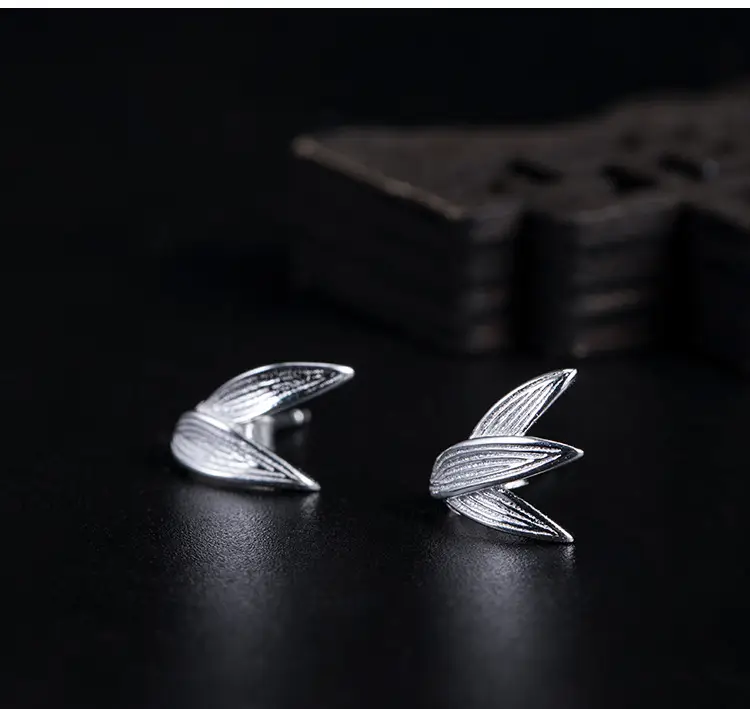 Vintage Bamboo Leaf Earrings for Women S925 Silver — feature 9
