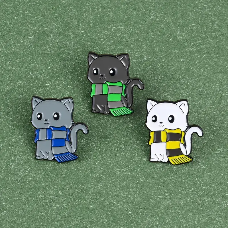 Cute Black Cat Scarf Brooch Warm Creative Badge - Image 5