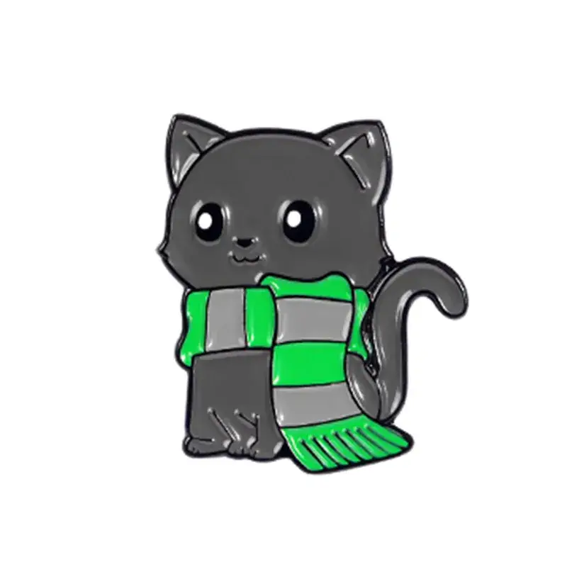 Cute Black Cat Scarf Brooch Warm Creative Badge - Image 2