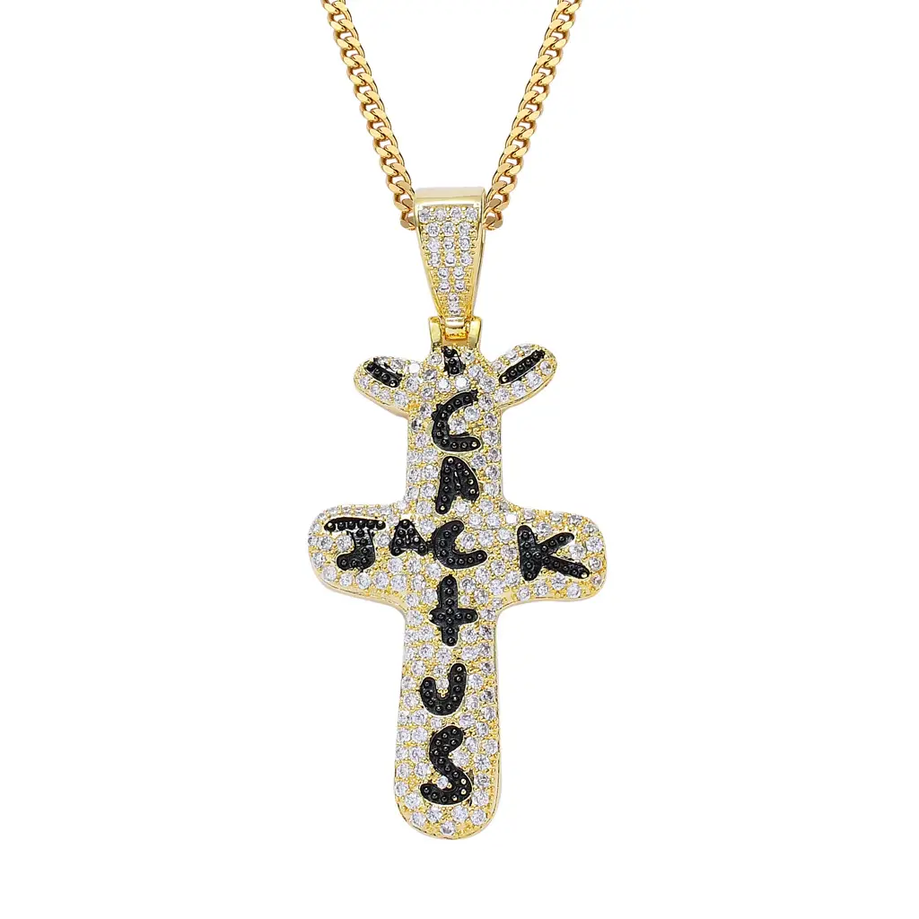 Hip-Hop Cross Necklace with Crystal Accents - Image 4