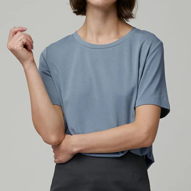 Men Women Cotton T-Shirt Blue Loose Summer - Image 11