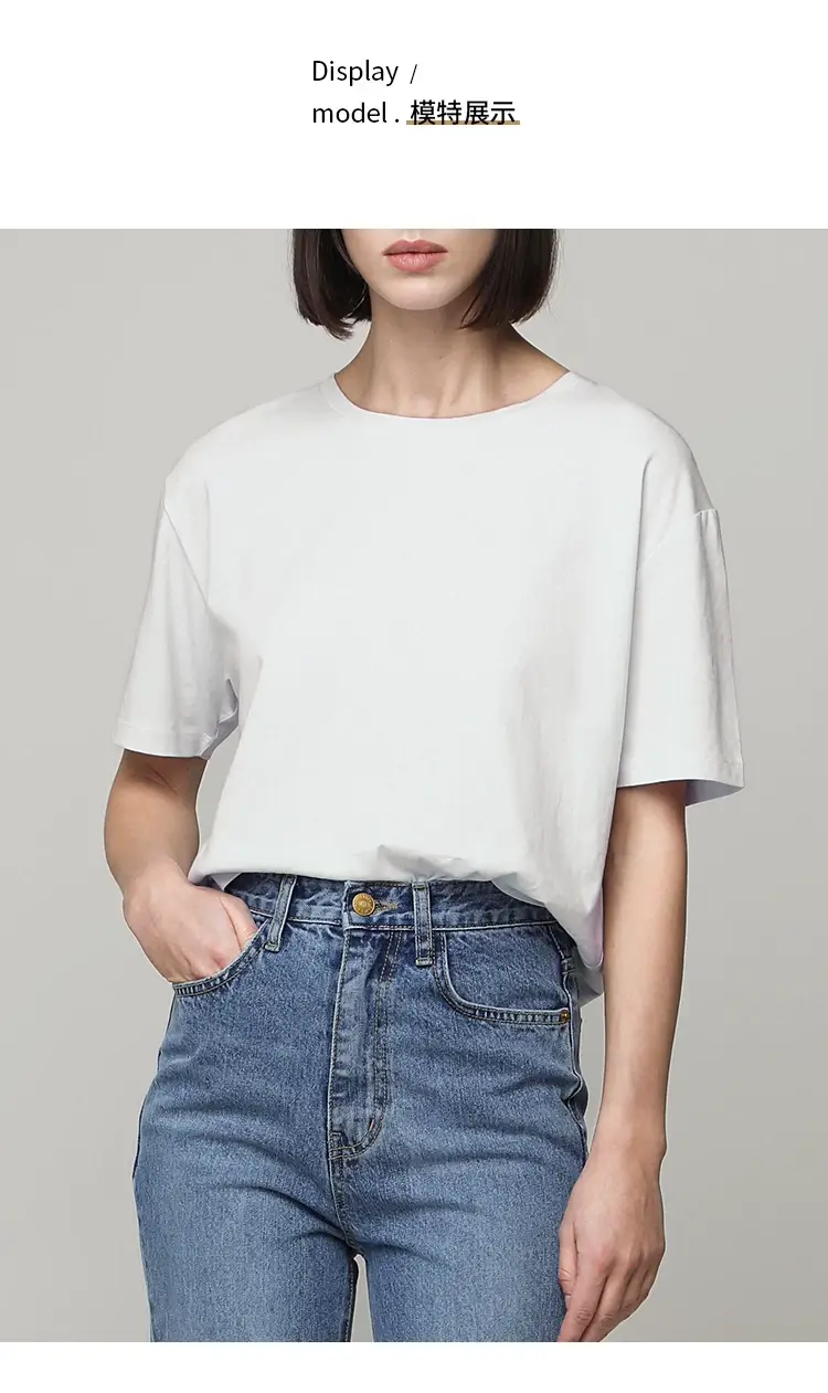 Men Women Cotton T-Shirt Blue Loose Summer — feature 12