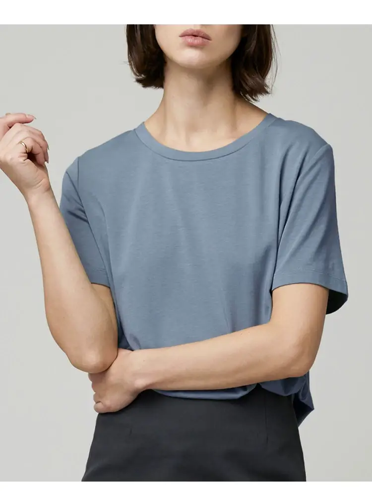Men Women Cotton T-Shirt Blue Loose Summer — feature 15