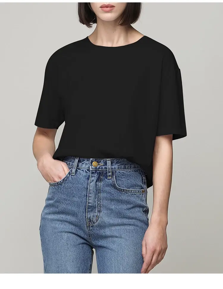 Men Women Cotton T-Shirt Blue Loose Summer — feature 17