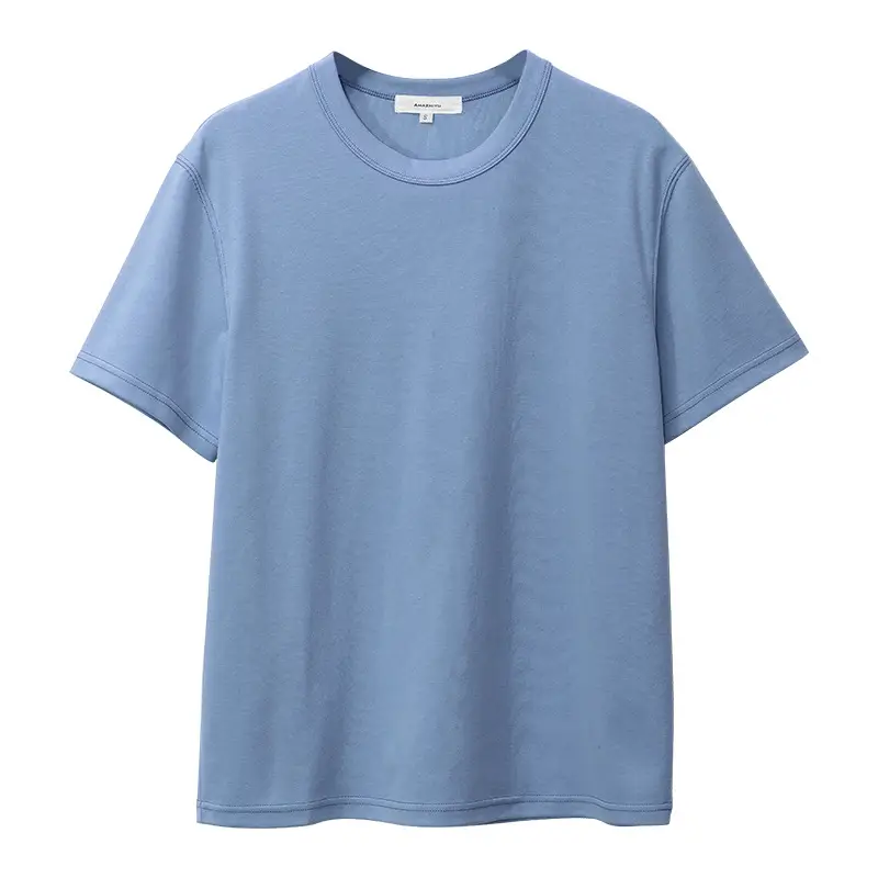 Men Women Cotton T-Shirt Blue Loose Summer - Image 2