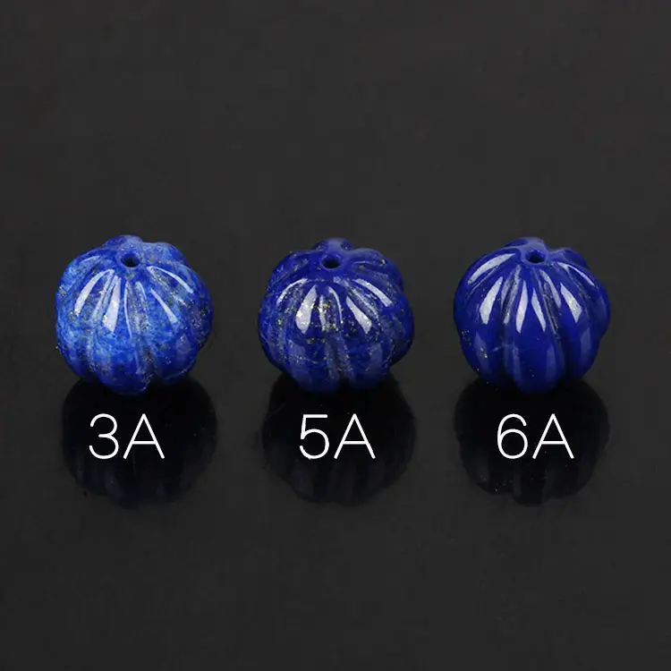 Natural Lapis Lazuli Pumpkin Beads 3A 5A 6A - Image 3