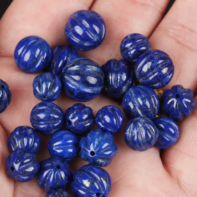 Natural Lapis Lazuli Pumpkin Beads 3A 5A 6A - Image 4