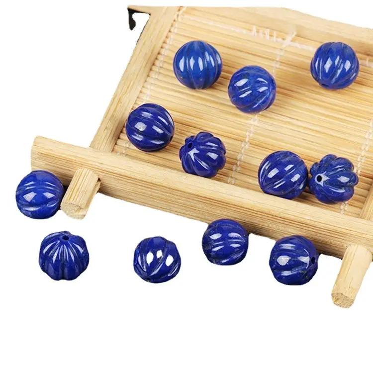 Natural Lapis Lazuli Pumpkin Beads 3A 5A 6A - Image 5