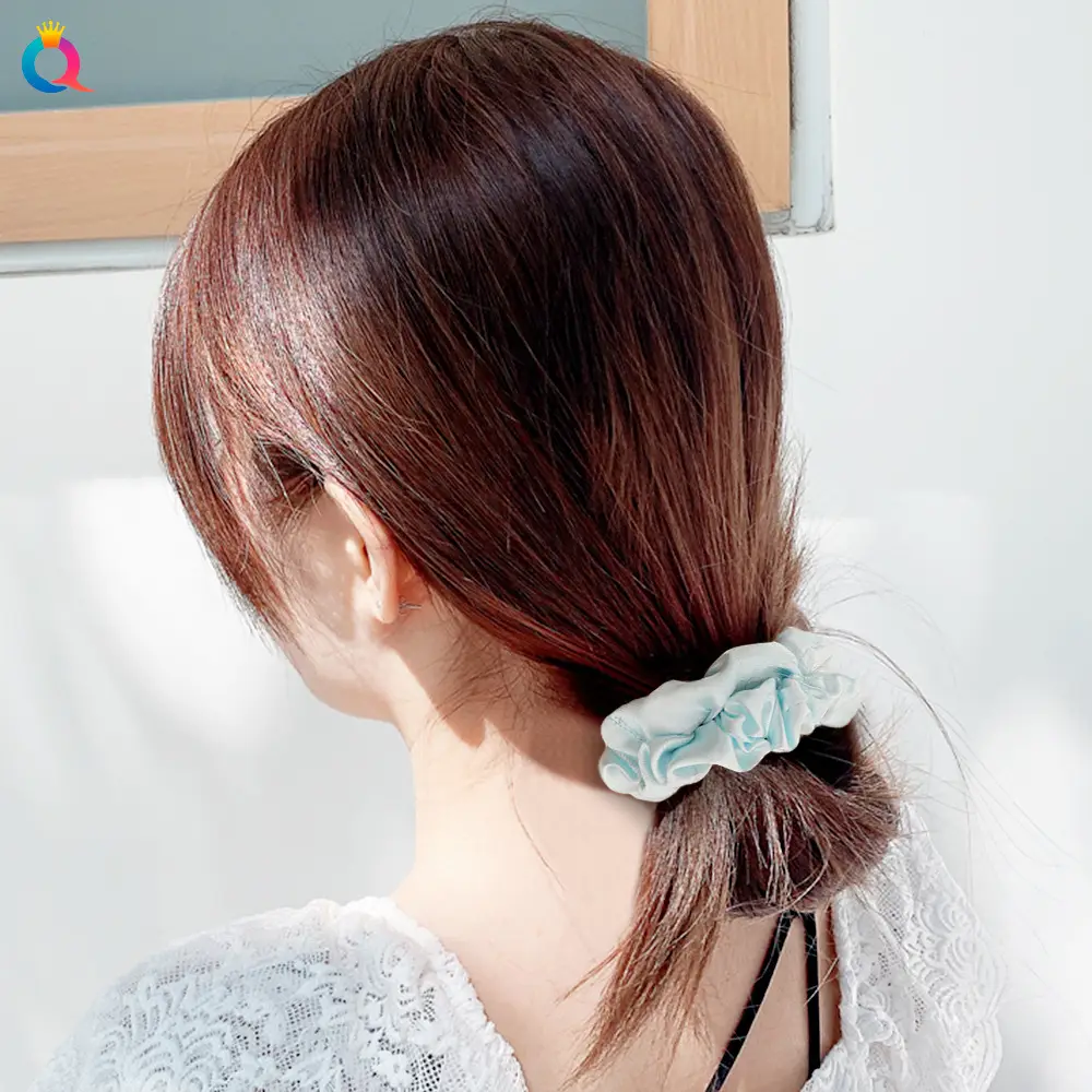 Satin Hair Ring Set for Girls Brown Loose Hair Ponytail