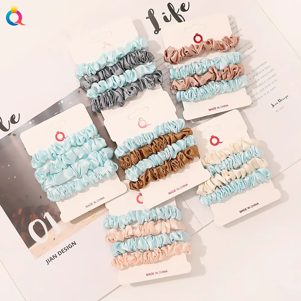 Satin Hair Ring Set for Girls Brown Loose Hair Ponytail