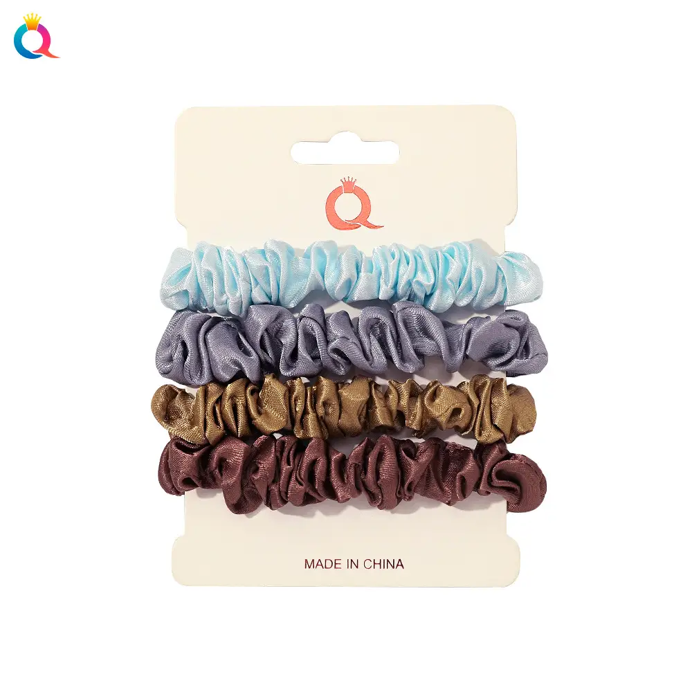 Satin Hair Ring Set for Girls Brown Loose Hair Ponytail