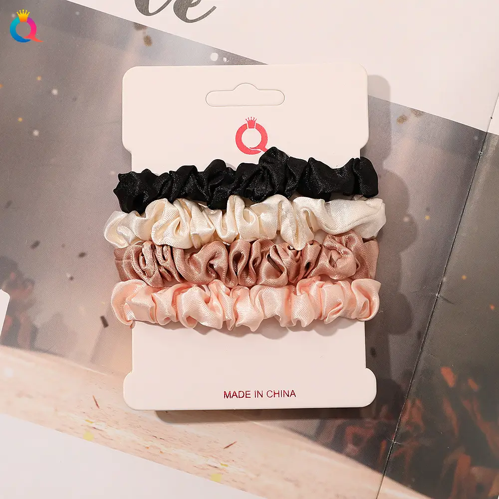 Satin Hair Ring Set for Girls Brown Loose Hair Ponytail