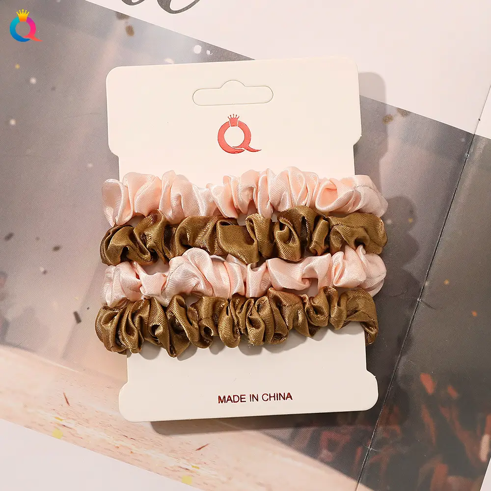 Satin Hair Ring Set for Girls Brown Loose Hair Ponytail