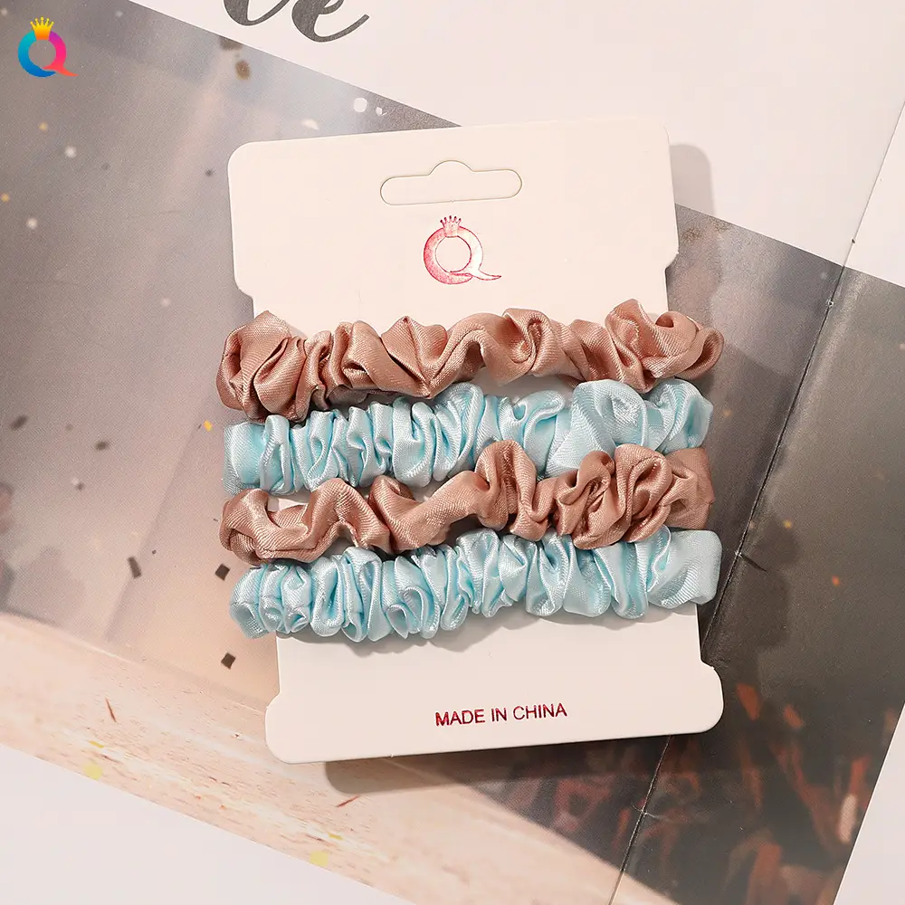 Satin Hair Ring Set for Girls Brown Loose Hair Ponytail