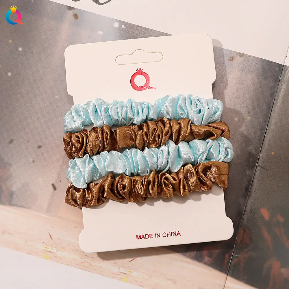 Satin Hair Ring Set for Girls Brown Loose Hair Ponytail