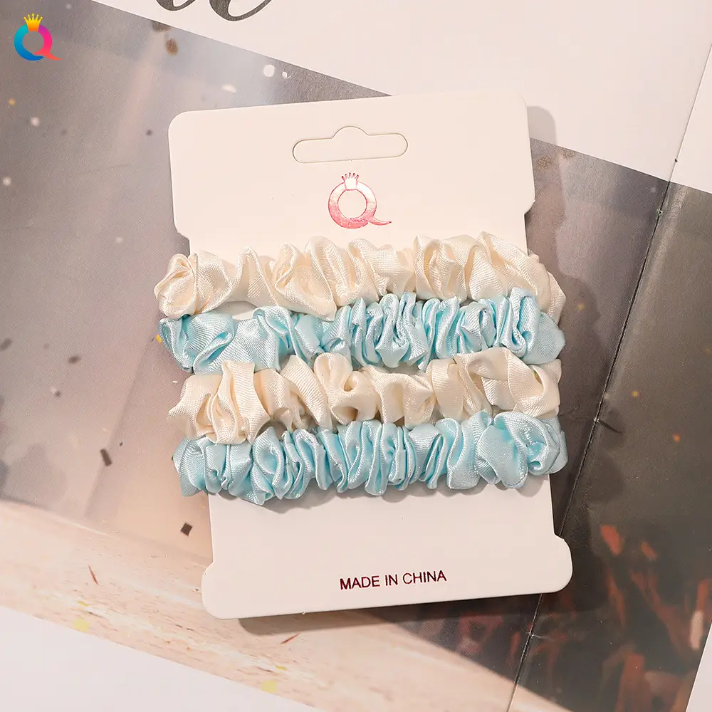 Satin Hair Ring Set for Girls Brown Loose Hair Ponytail