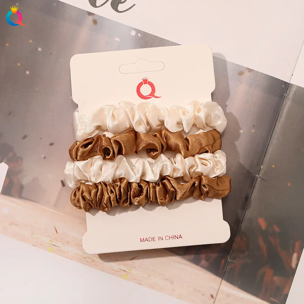 Satin Hair Ring Set for Girls Brown Loose Hair Ponytail